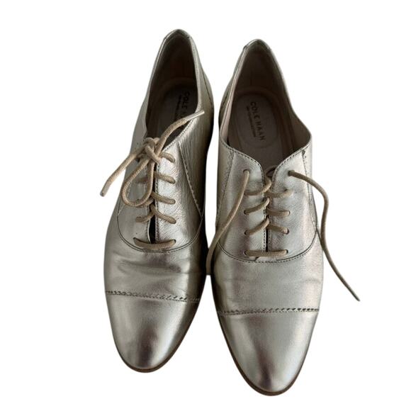 Cole Haan Gold Leather Oxford Flats Size 9 - Picture 1 of 8